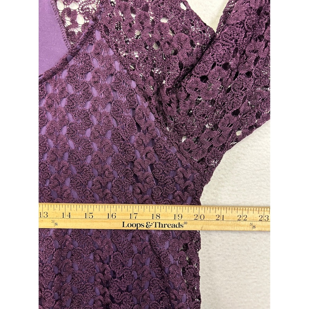 Whimsigoth Dressbarn Womens 1X Purple Lace Handkerchief Hem Tunic Top Fairycore - Picture 6 of 10